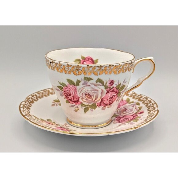 Collingwoods England Bone China Tea Cup And Saucer Pink Flower - Picture 1 of 6